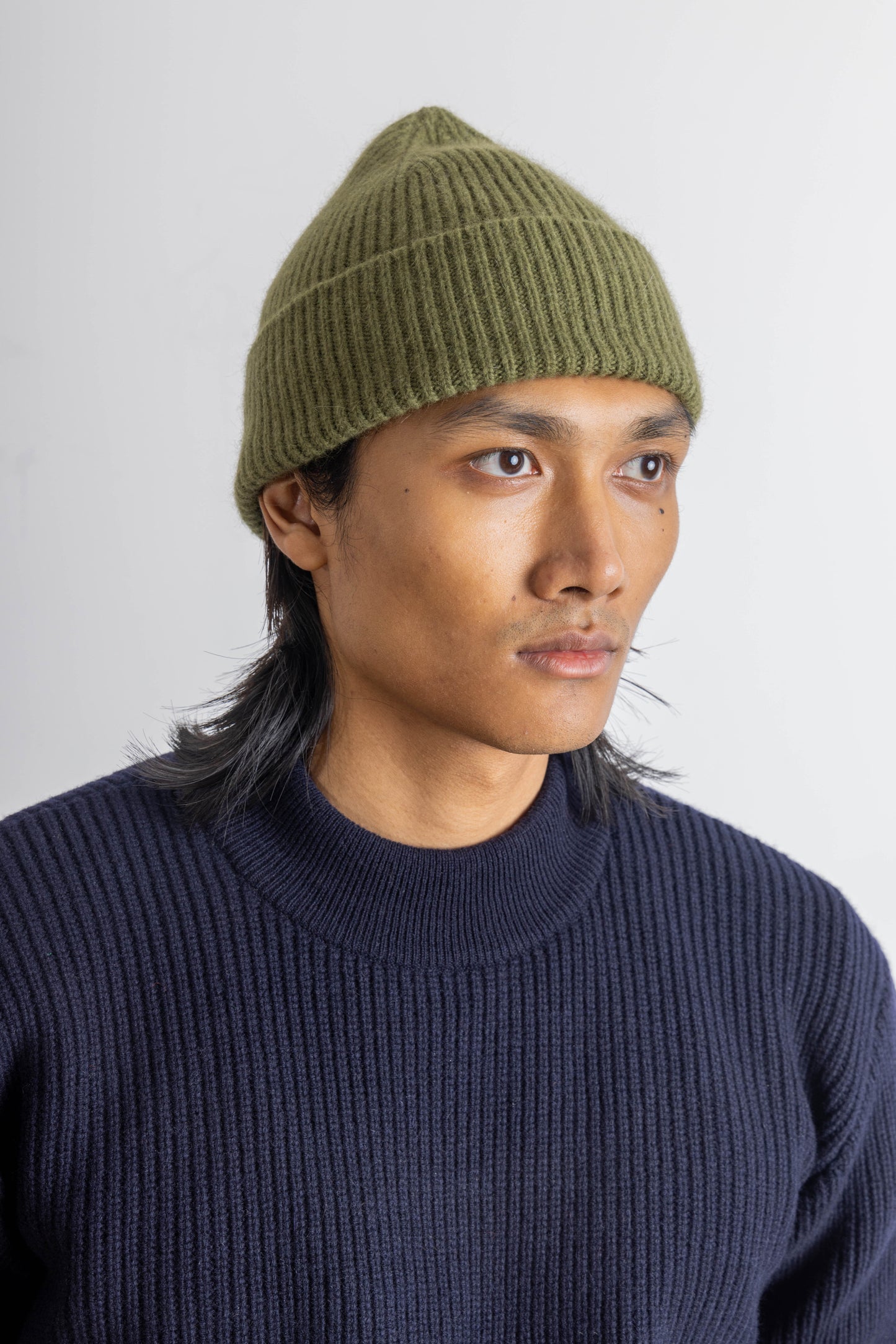 Military green wool beanie