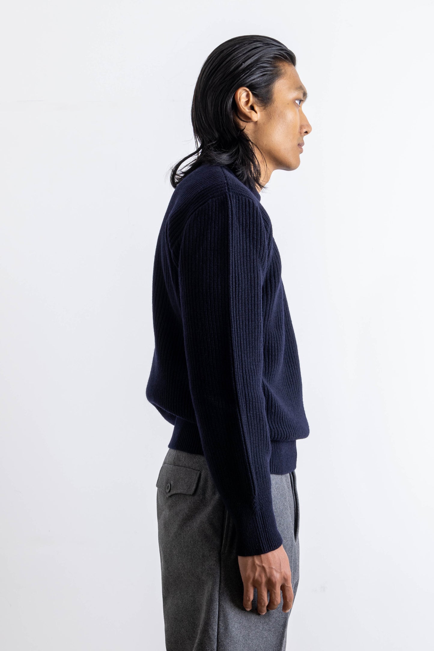 Deck sweater en lambswool Marine
