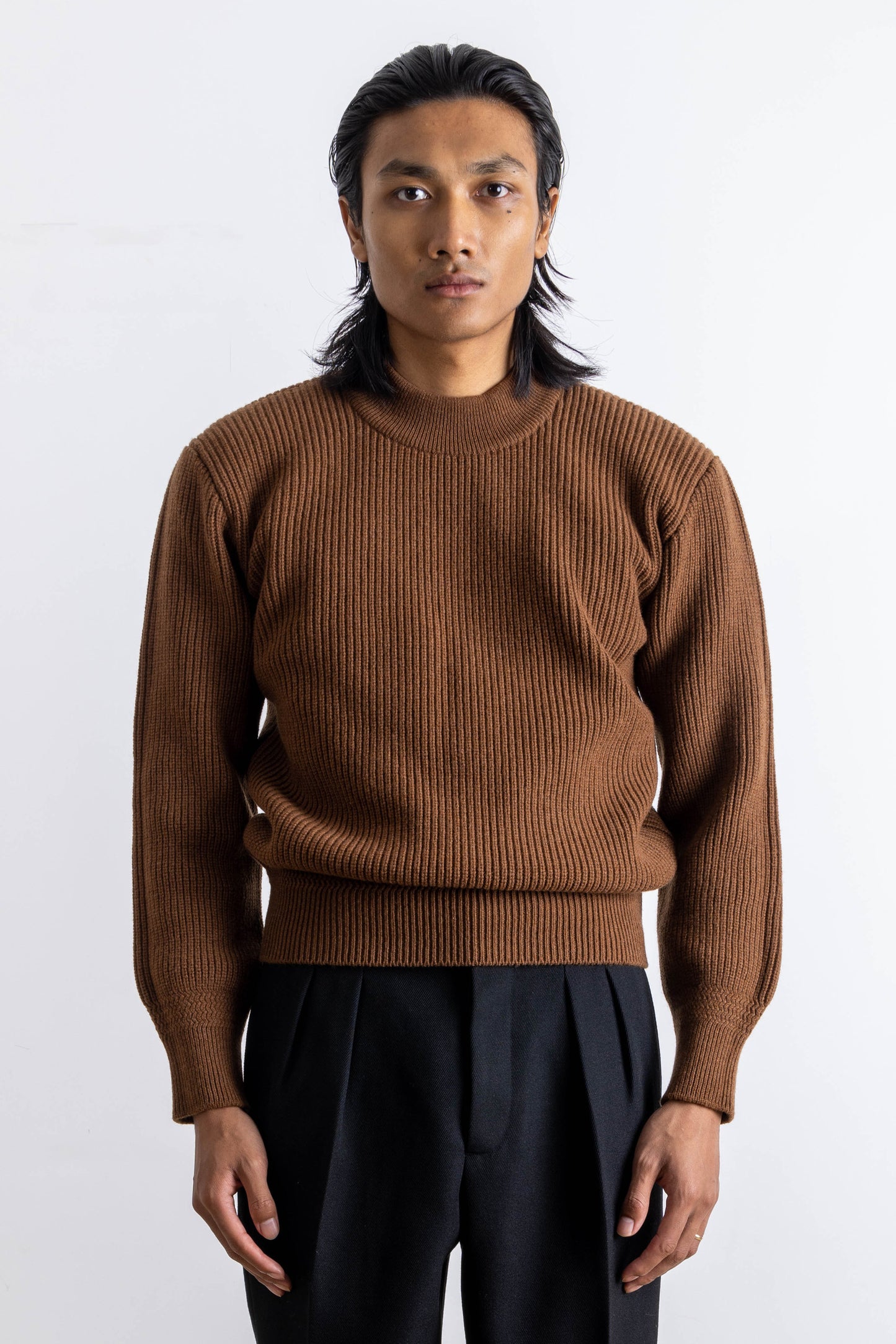 Deck sweater en lambswool Marron