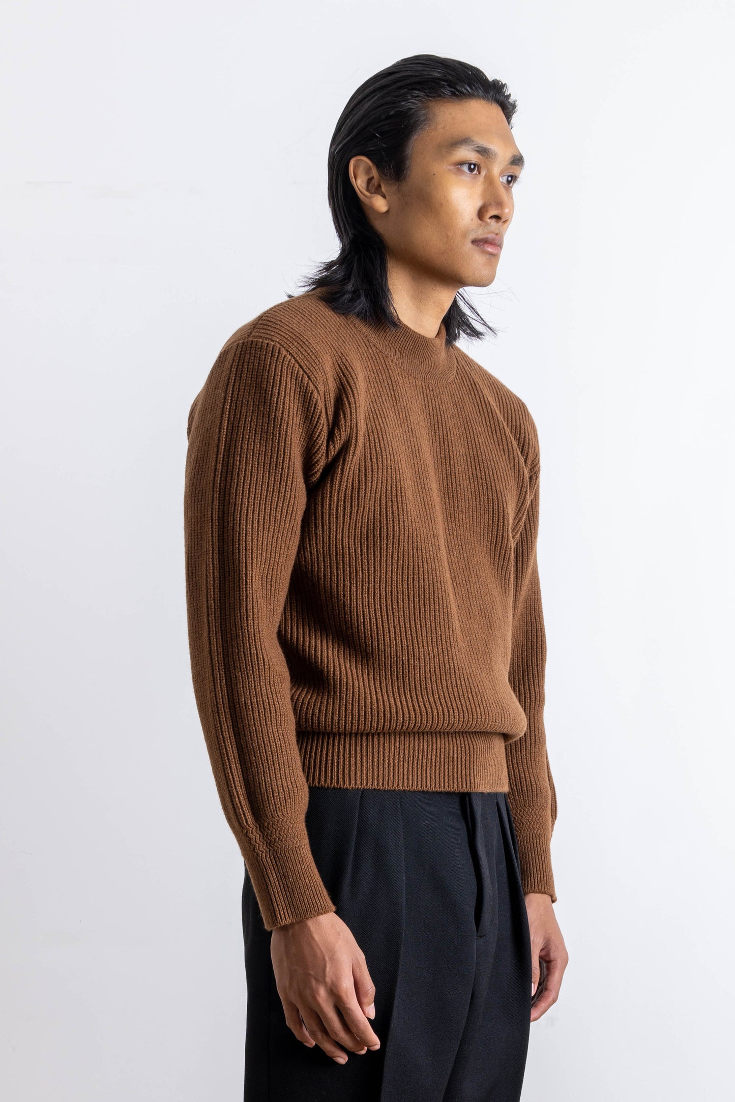 Deck sweater en lambswool Marron