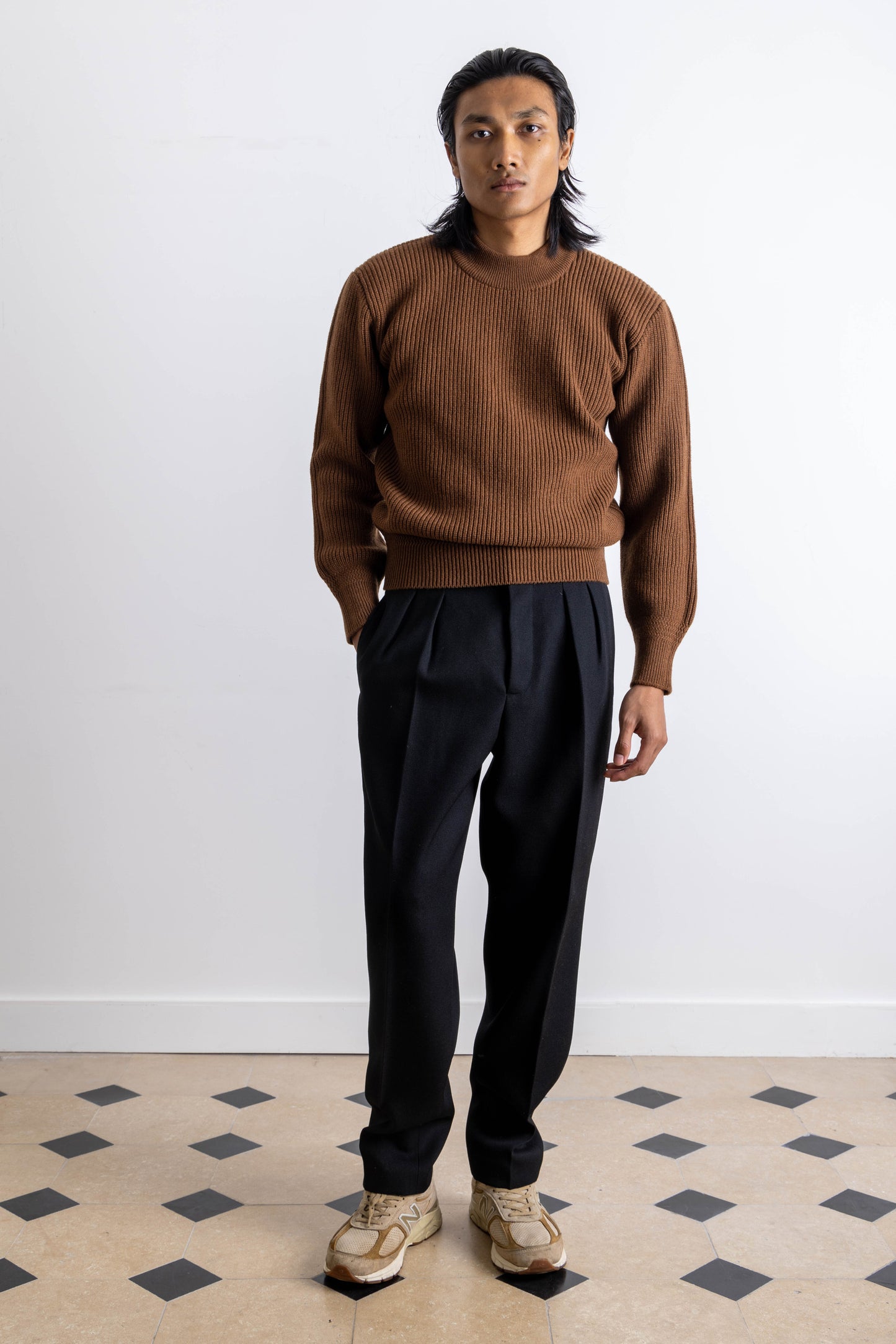 Deck sweater en lambswool Marron