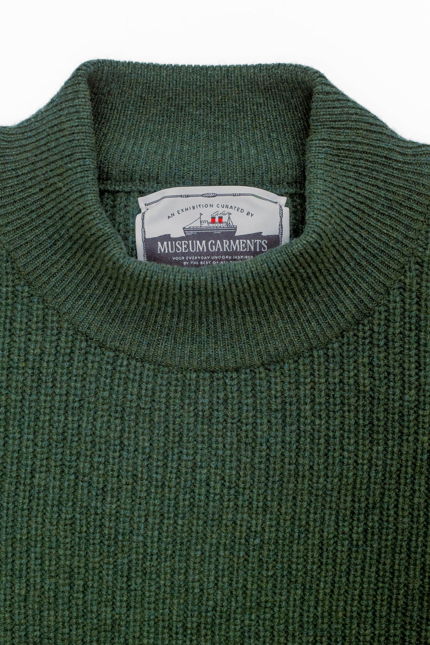 Deck sweater in green lambswool