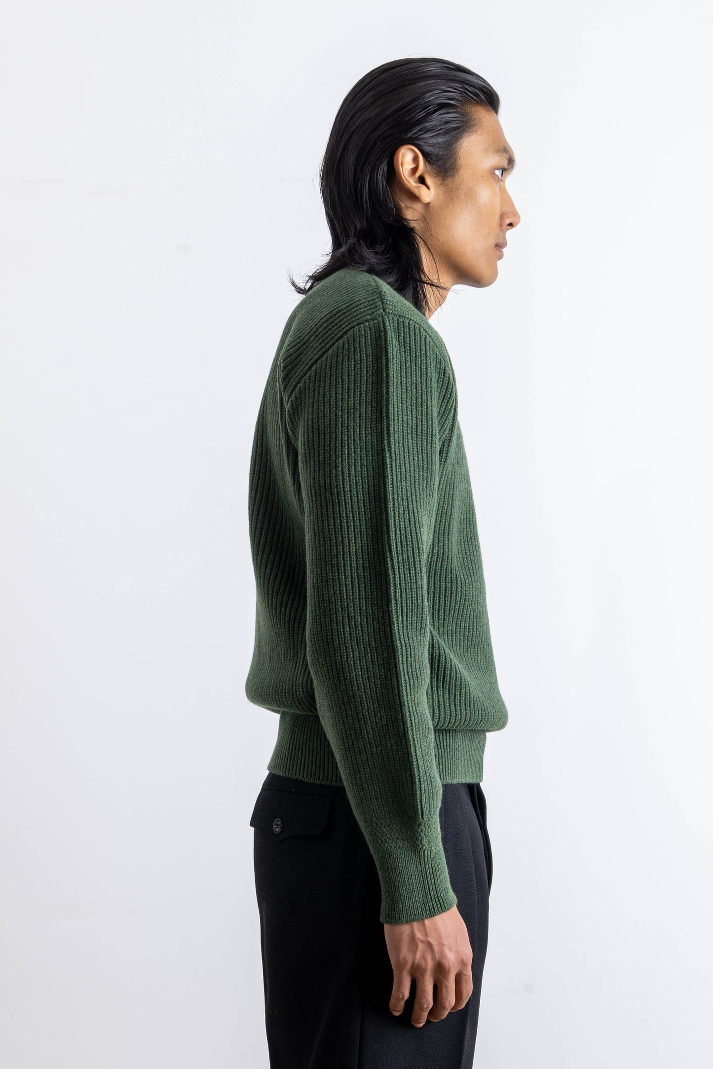 Deck sweater in green lambswool