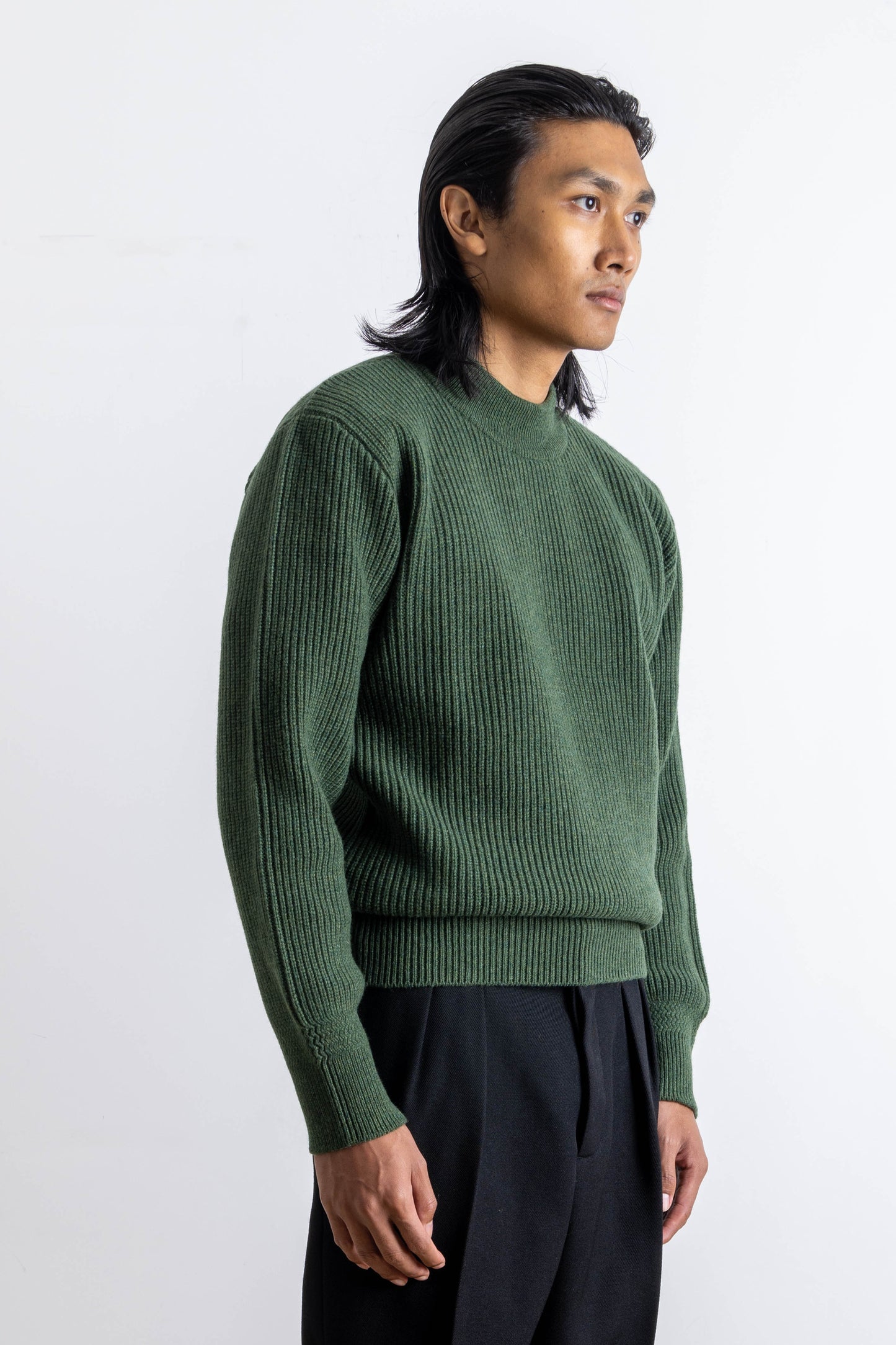 Deck sweater in green lambswool