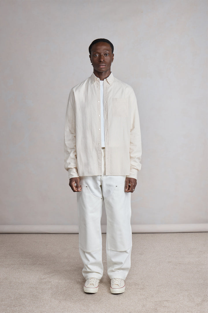 Another Shirt - Ecru Brown Stripe