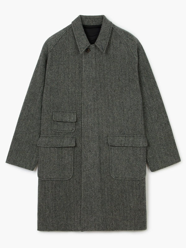 Balmacaan wollen jas - Herringbone Grey