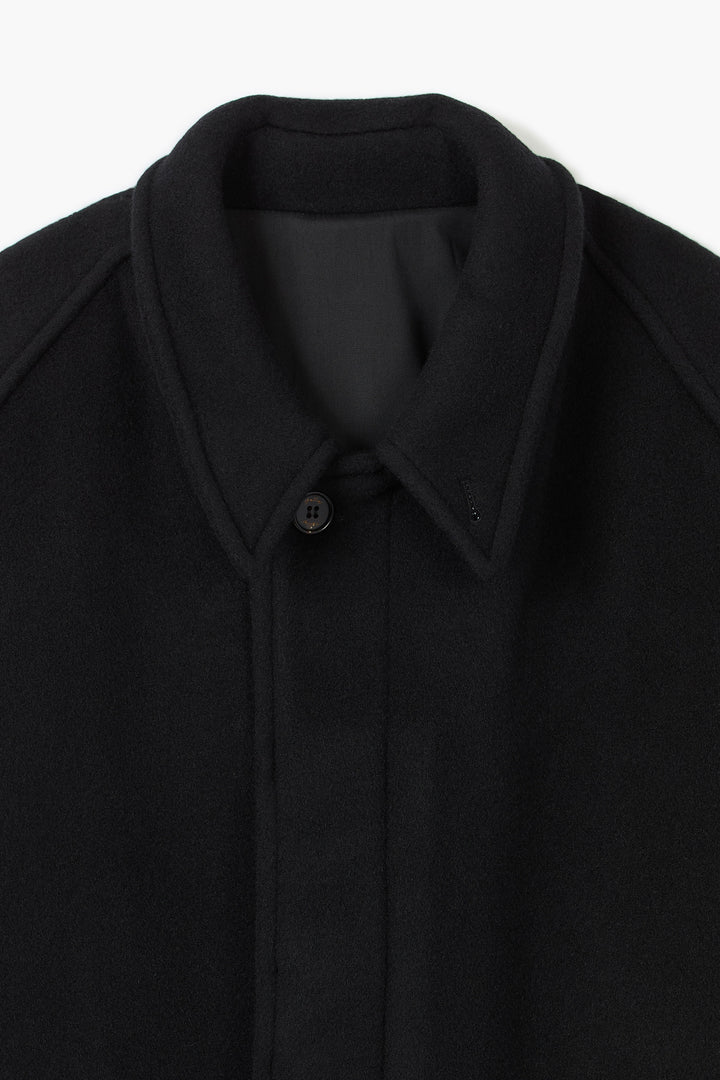 Balmacaan Wool Coat - Black