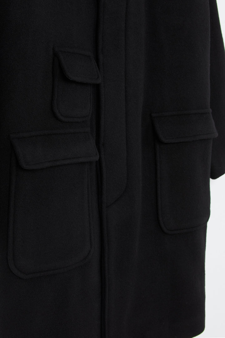 Balmacaan Wool Coat - Black