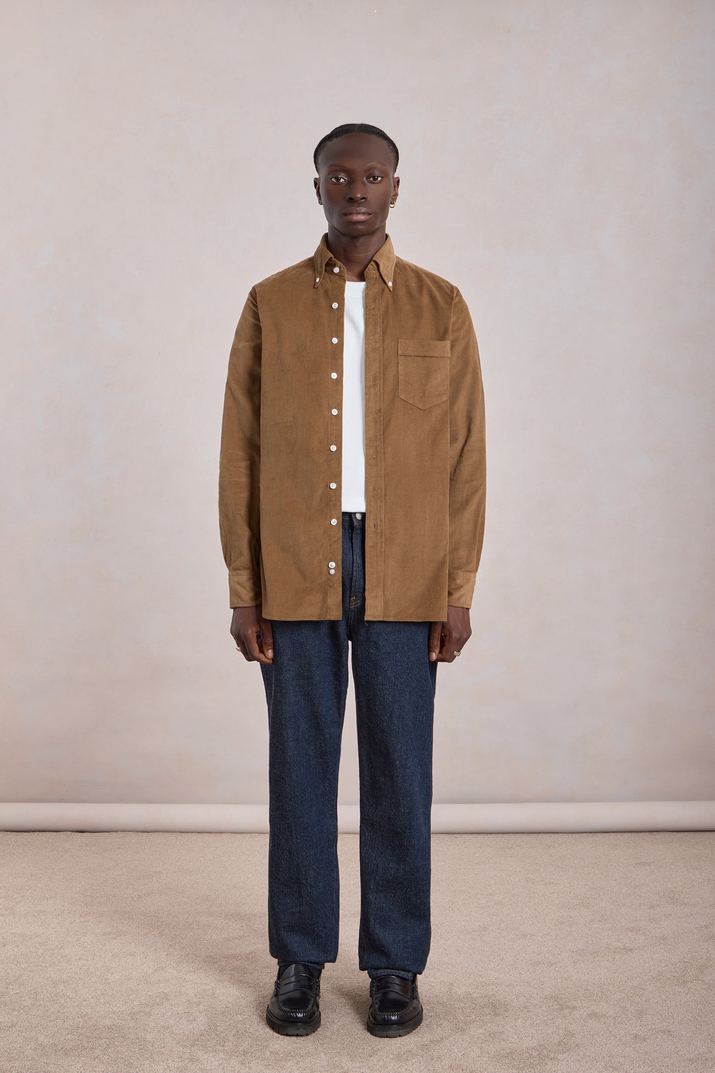 Chemise en velours côtelé - Marron