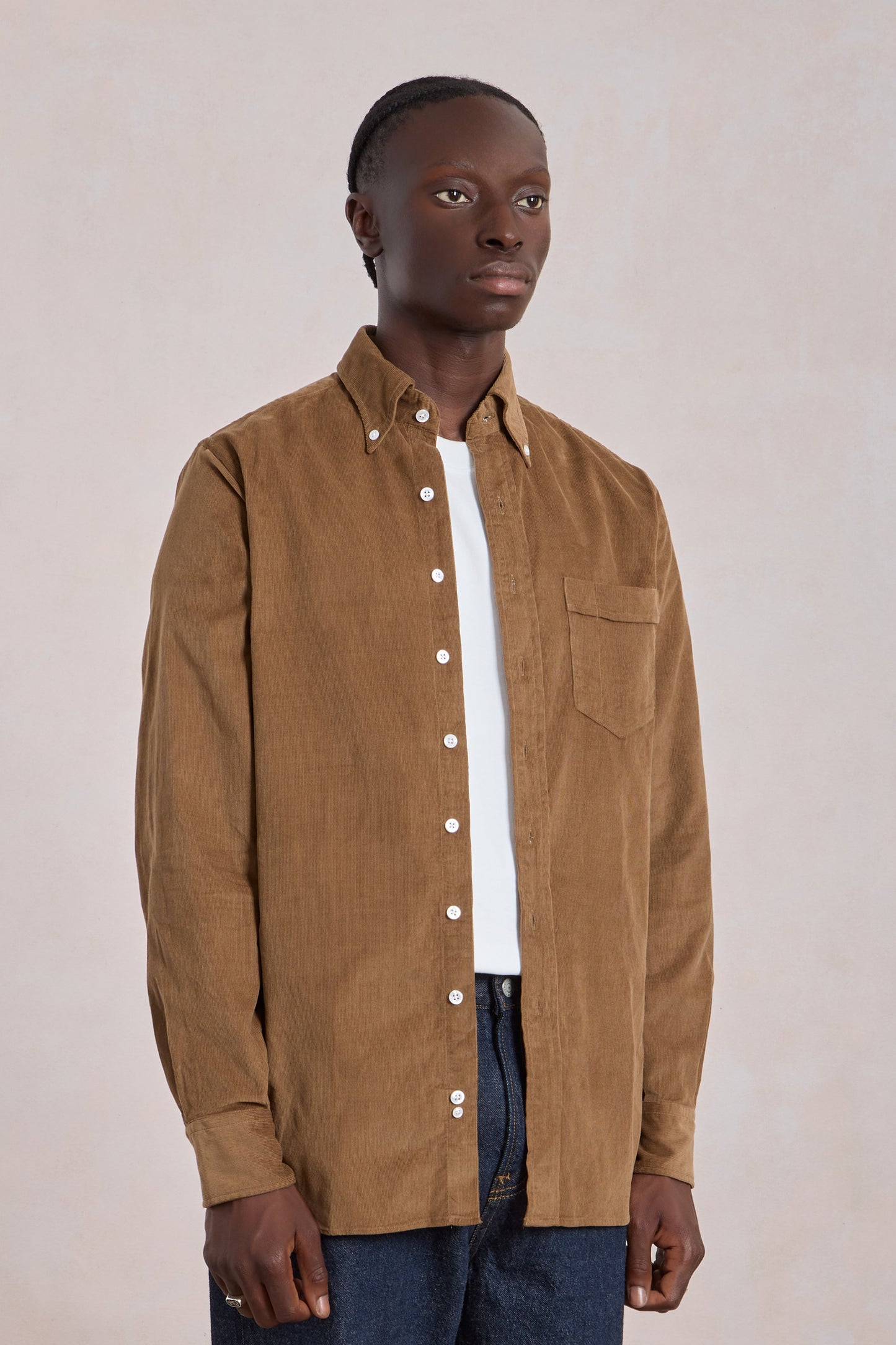 Chemise en velours côtelé - Marron