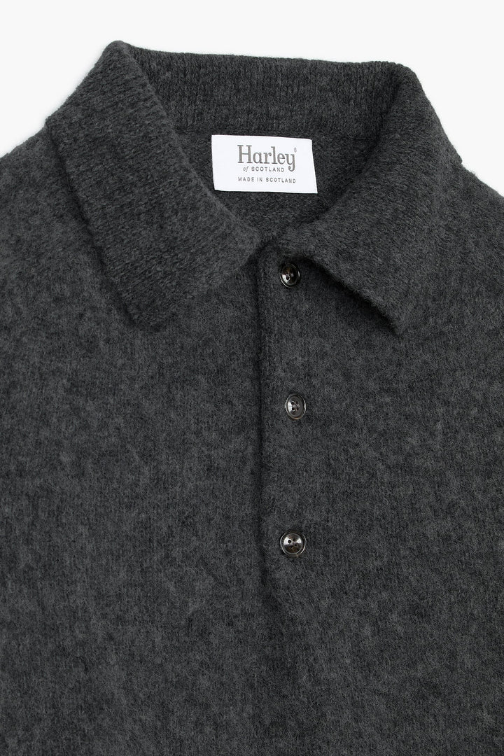 Pull col polo Shaggy Dog en laine - Gris Foncé