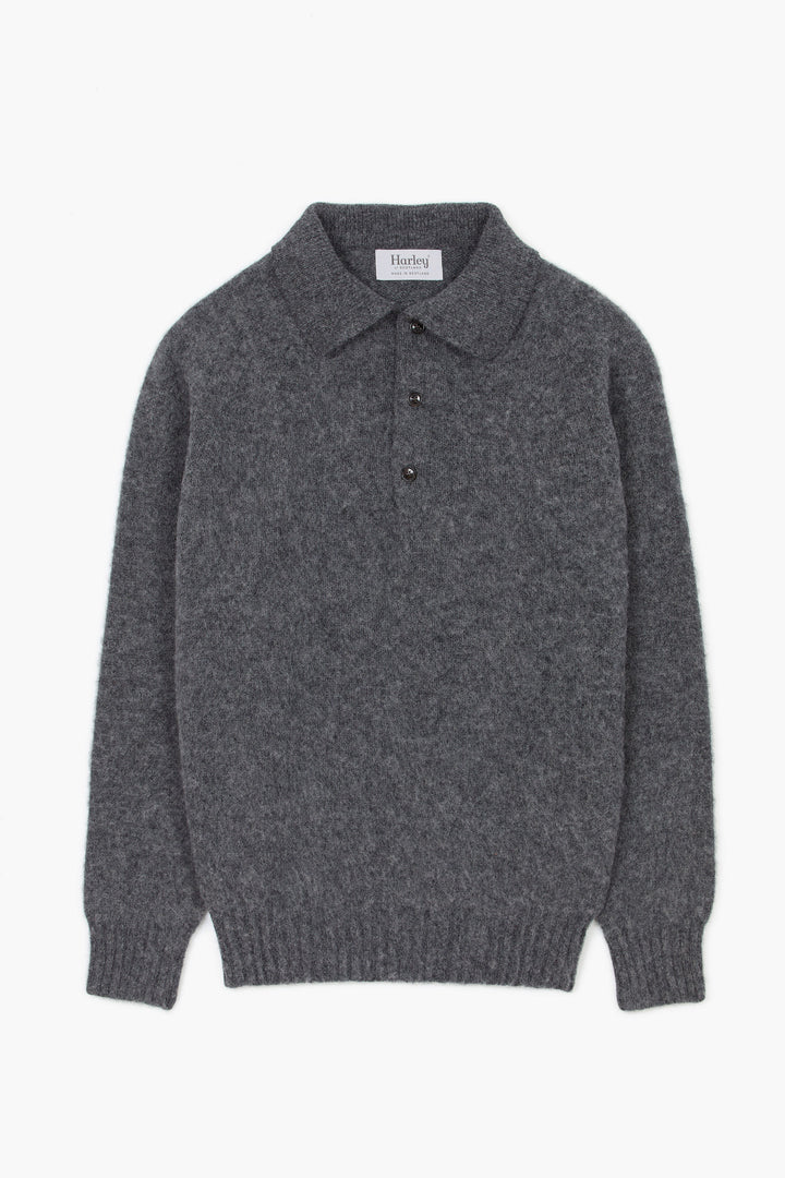 Pull col polo Shaggy Dog en laine - Gris Foncé