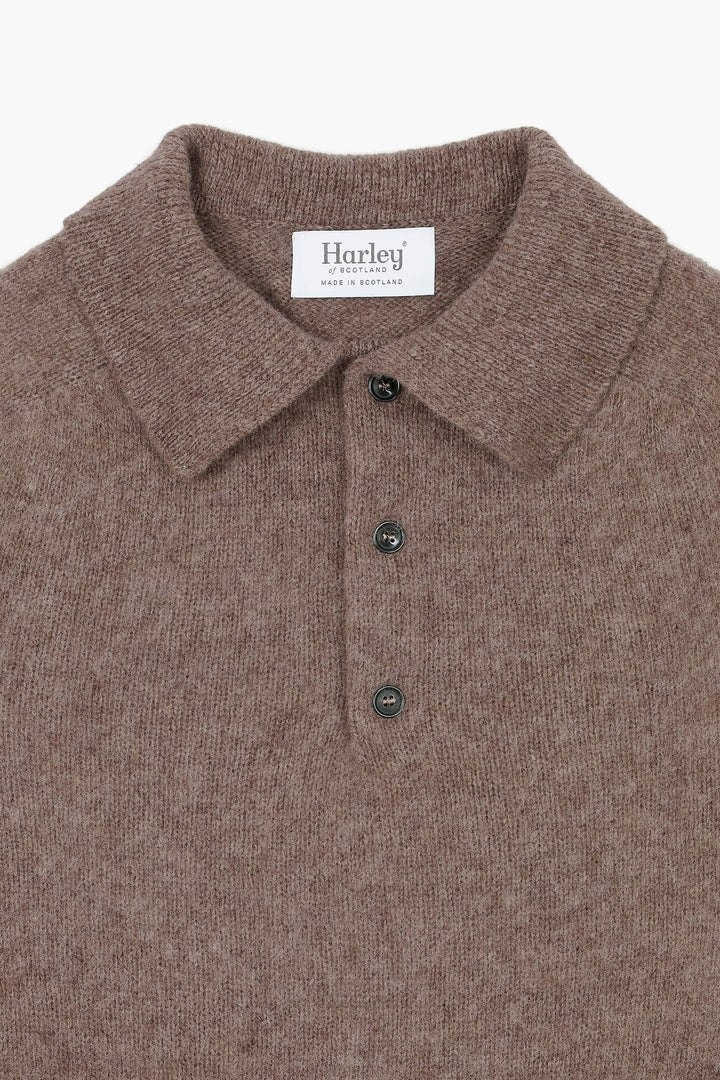 Pull col polo Shaggy Dog en laine - Marron