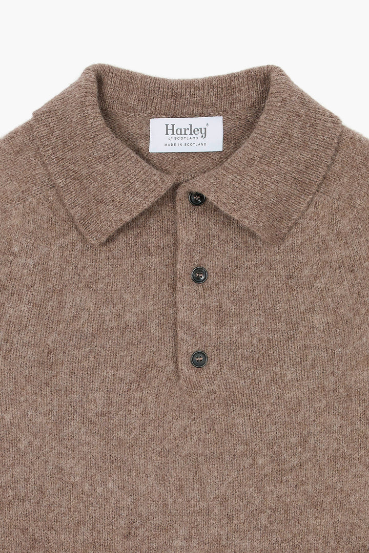 Pull col polo Shaggy Dog en laine - Marron