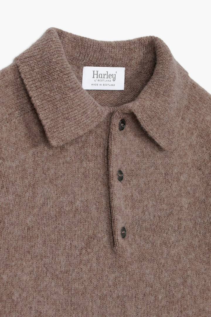 Pull col polo Shaggy Dog en laine - Marron