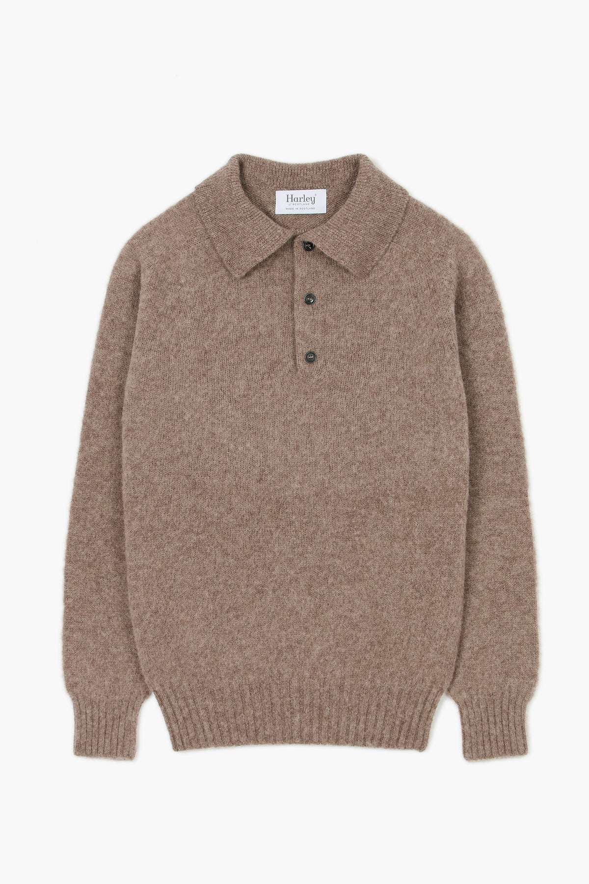 Shaggy Dog wool polo collar sweater – Brown