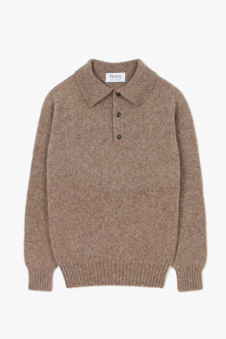 Pull col polo Shaggy Dog en laine - Marron