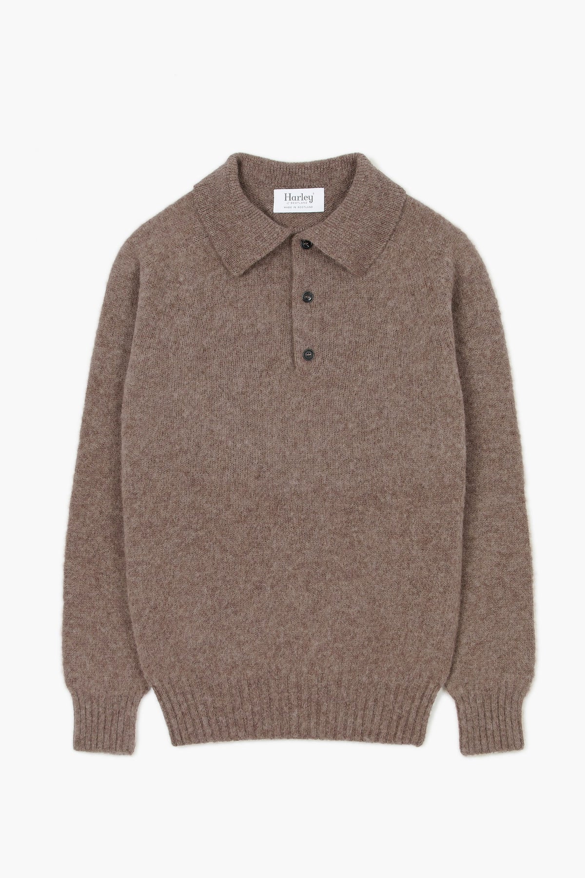 Pull col polo Shaggy Dog en laine - Marron