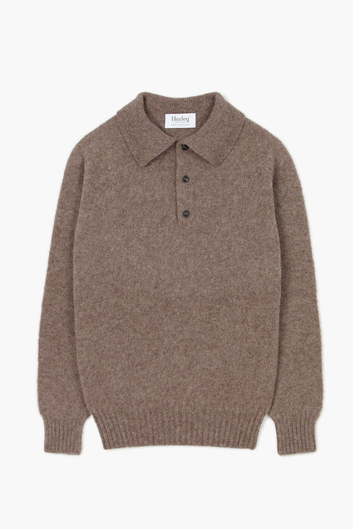 Pull col polo Shaggy Dog en laine - Marron