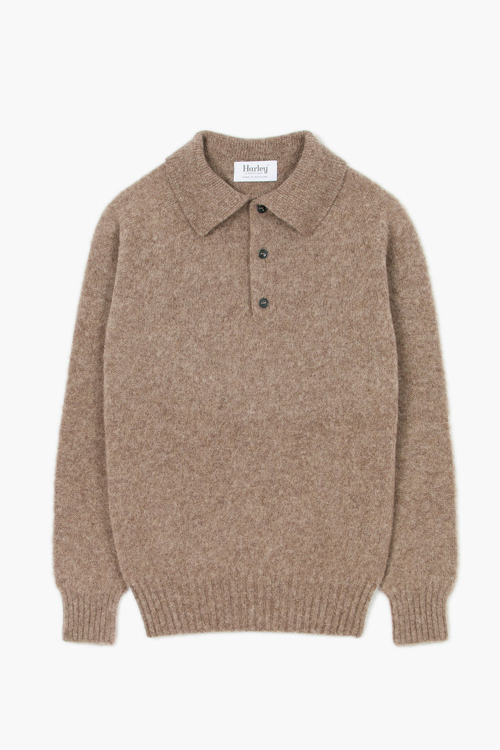 Pull col polo Shaggy Dog en laine - Marron