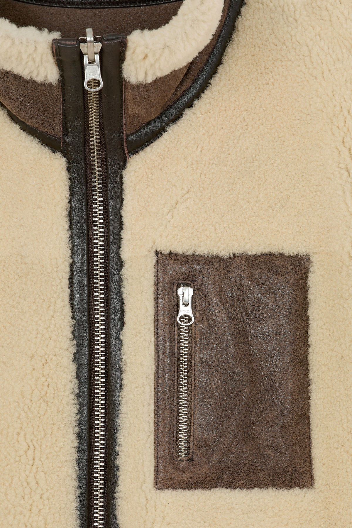 Blouson En Peau Lainée Reversible - Marron/Natural