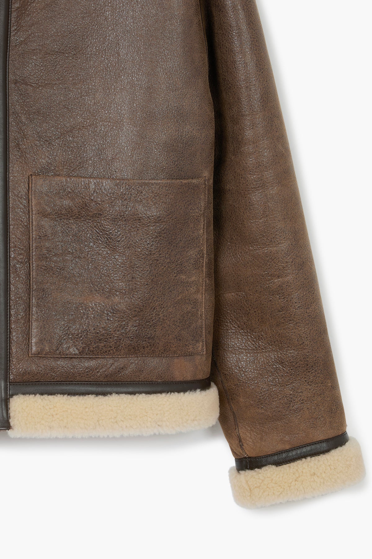 Blouson En Peau Lainée Reversible - Marron/Natural