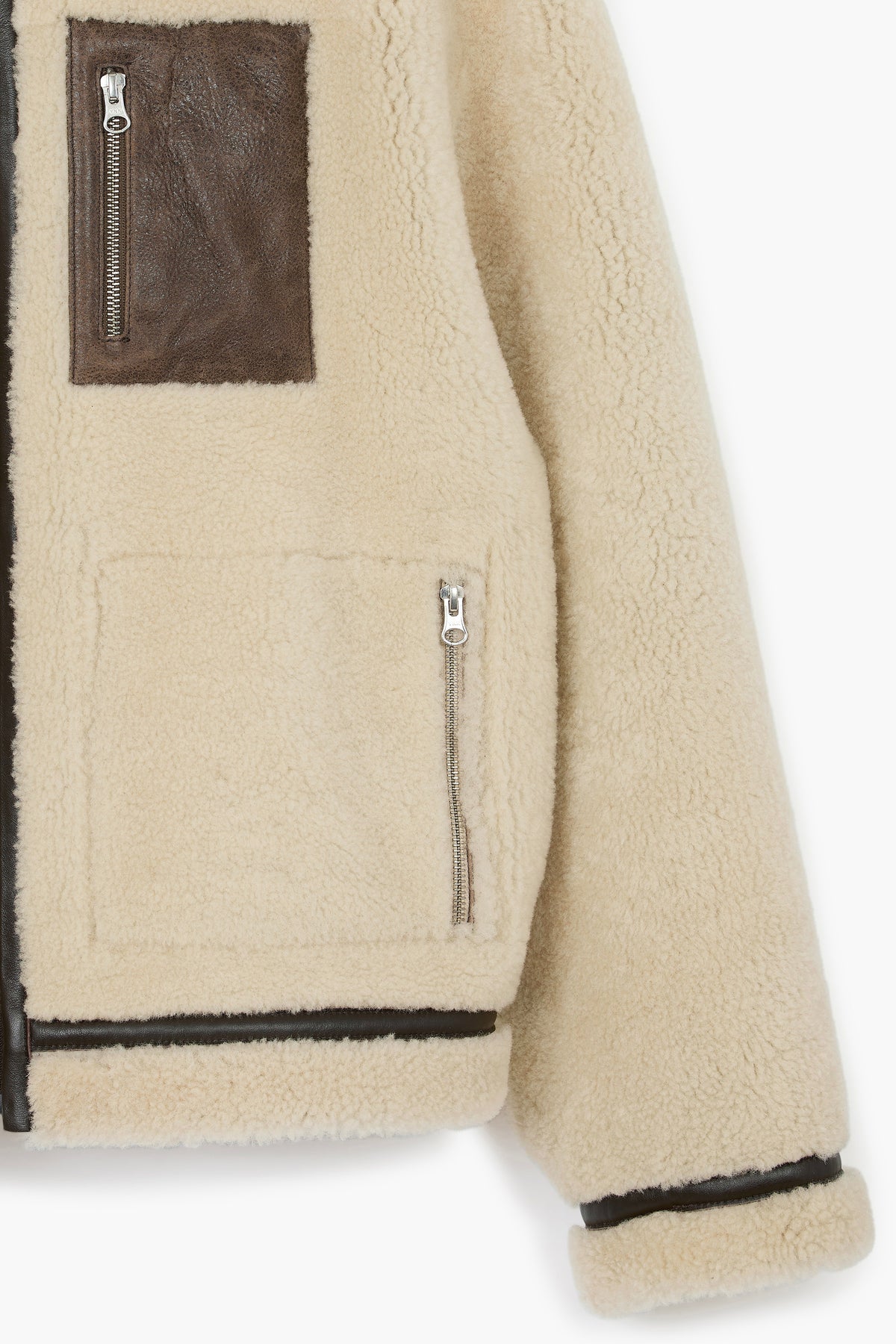 Blouson En Peau Lainée Reversible - Marron/Natural