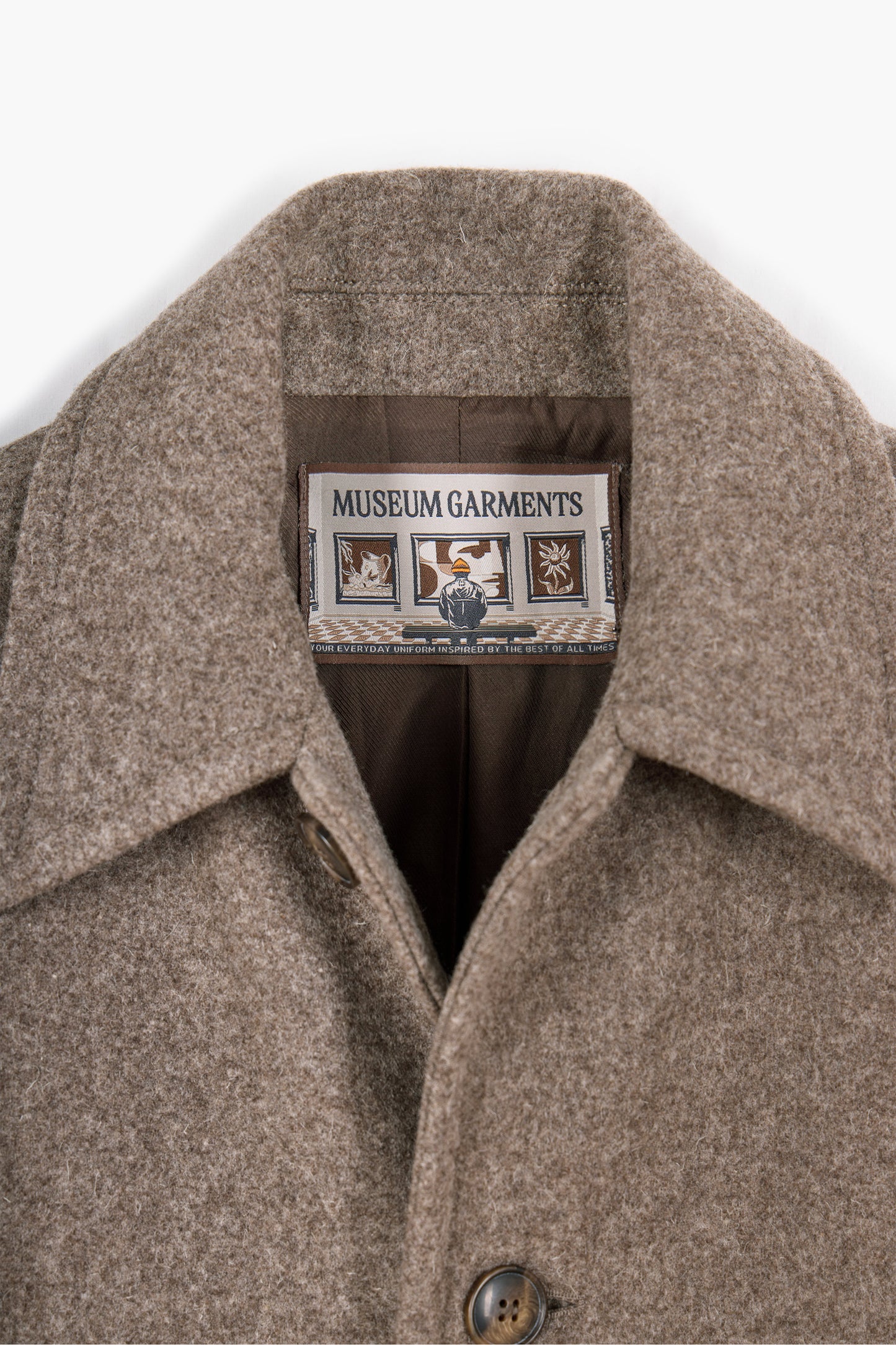 Manteau Car Coat Raglan - Laine Beige Chiné