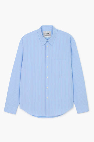 Corporate Shirt - Popeline de coton rayée Bleu/Blanc