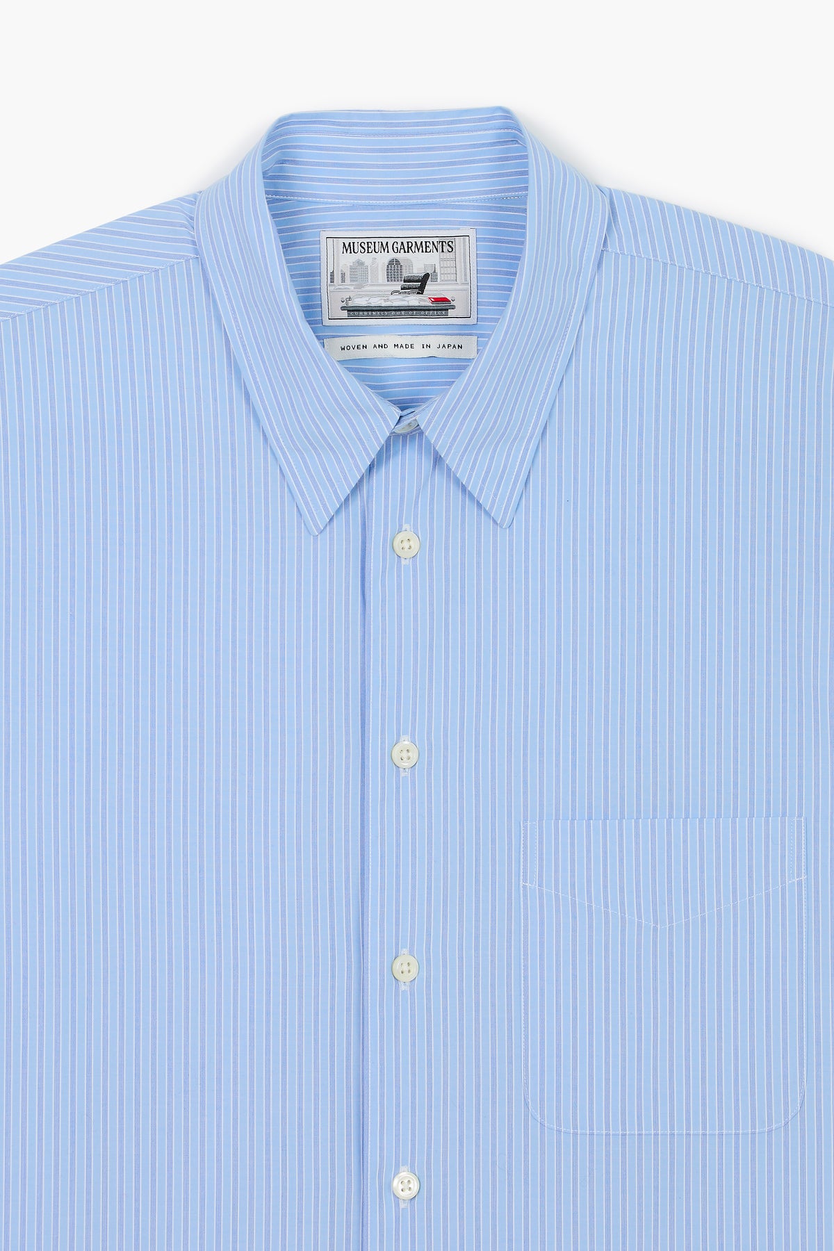 Corporate Shirt - Popeline de coton rayée Bleu/Blanc