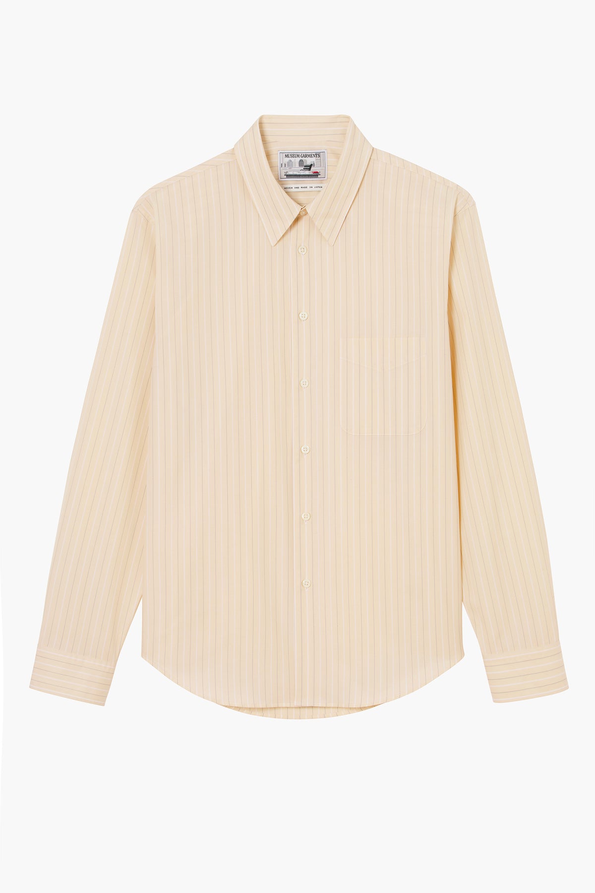 Corporate Shirt - Popeline de coton rayée Vanille/Blanc