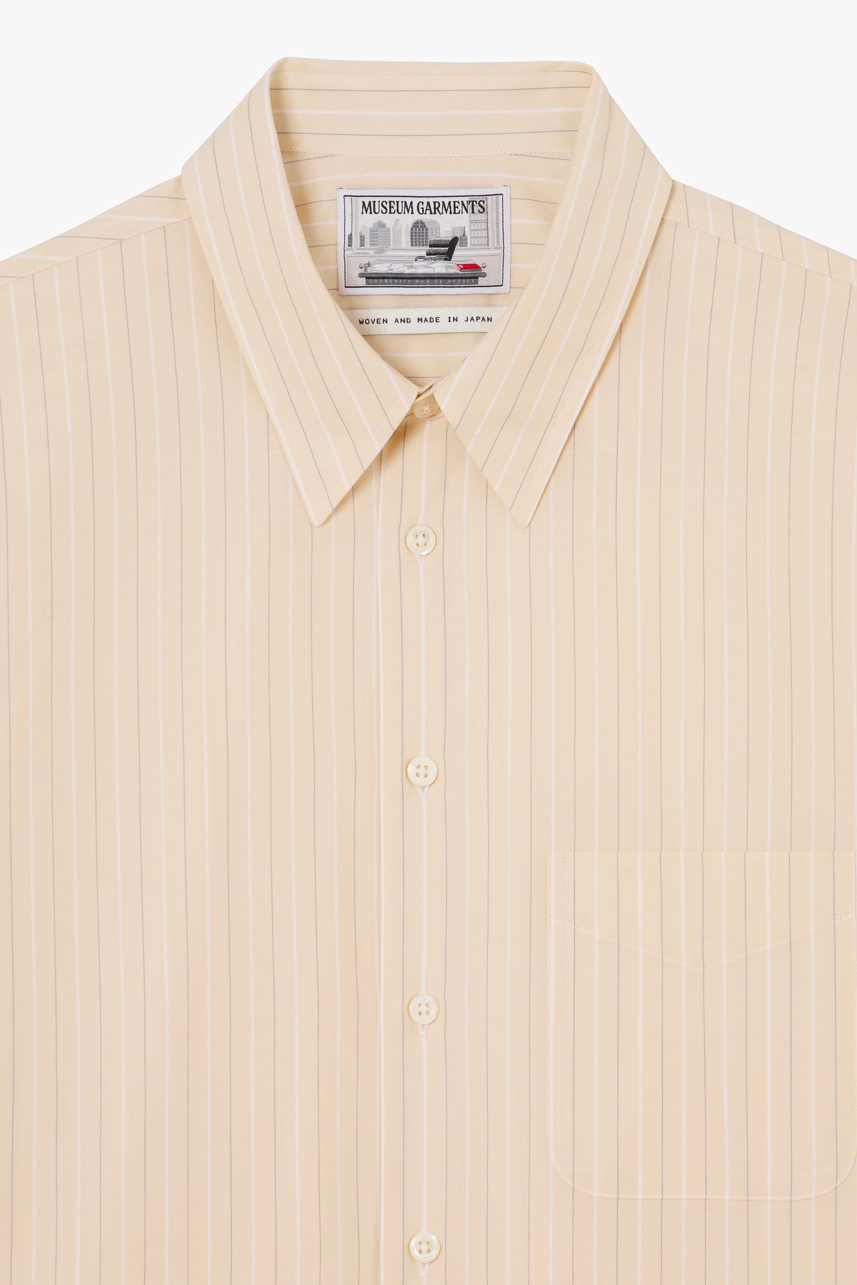 Corporate Shirt - Popeline de coton rayée Vanille/Blanc