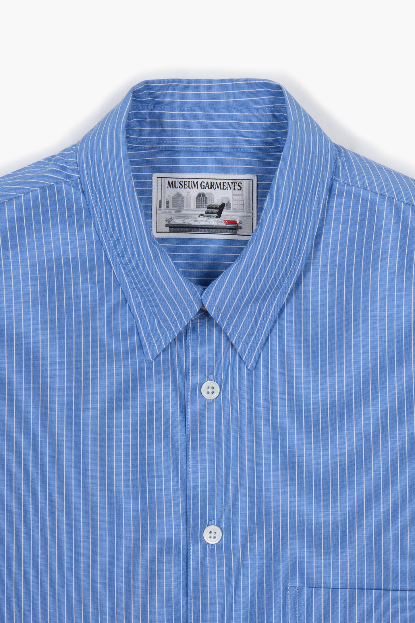 Corporate shirt - Popeline de coton rayé bleu/blanc