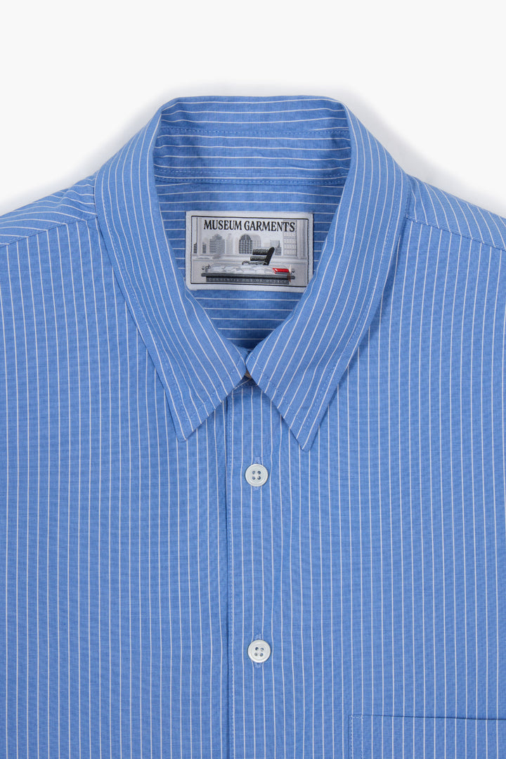 Corporate shirt - Popeline de coton rayé bleu/blanc