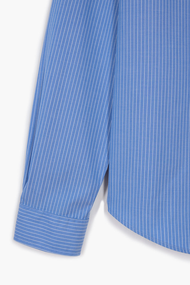 Corporate shirt - Popeline de coton rayé bleu/blanc