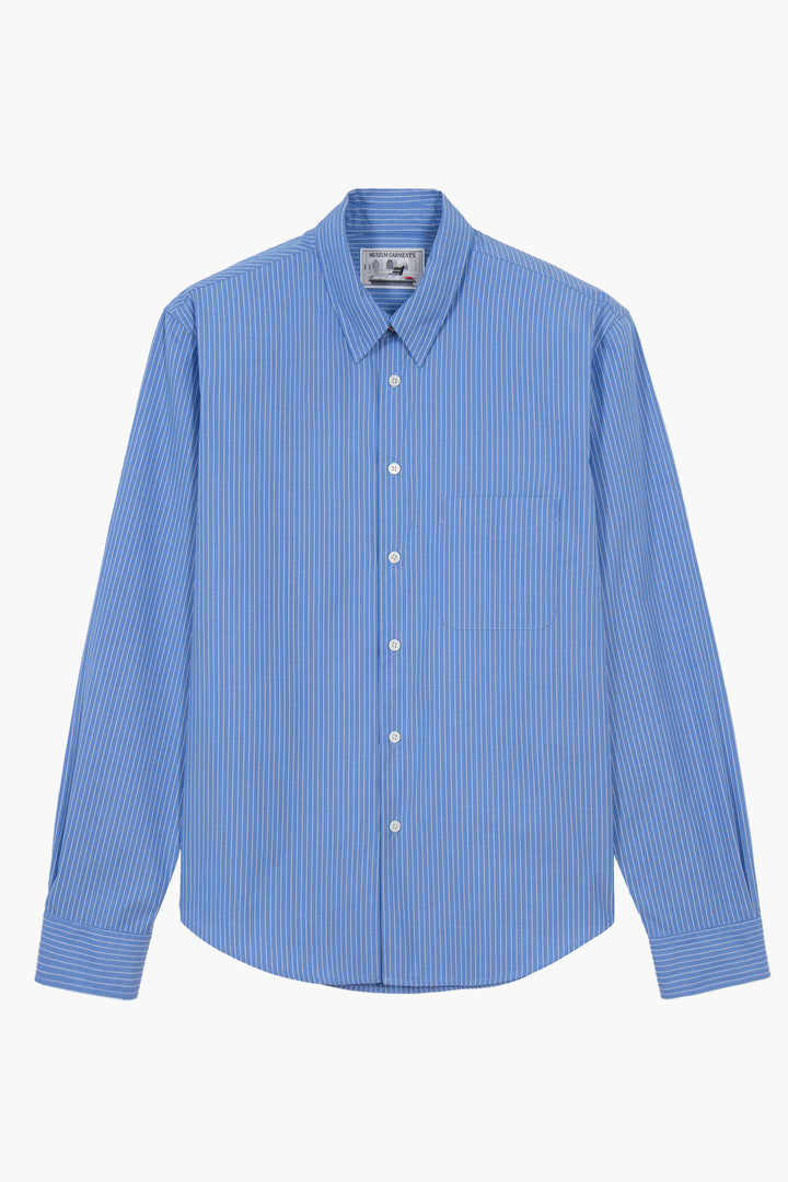 Corporate shirt - Popeline de coton rayé bleu/blanc