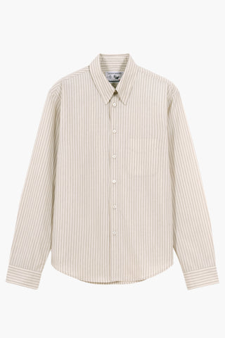 Corporate shirt - Popeline de coton rayé beige/blanc