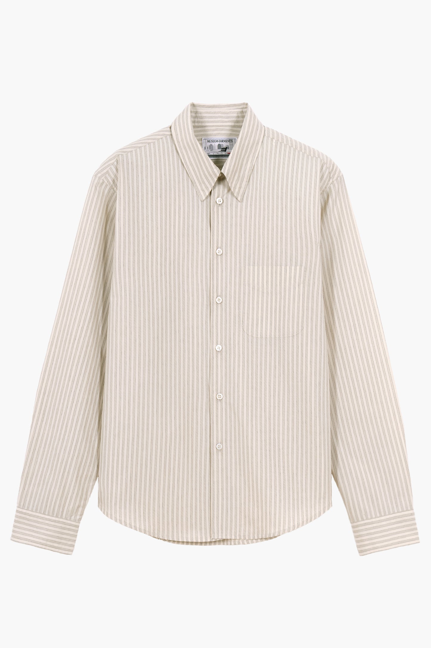 Corporate shirt - Popeline de coton rayé beige/blanc