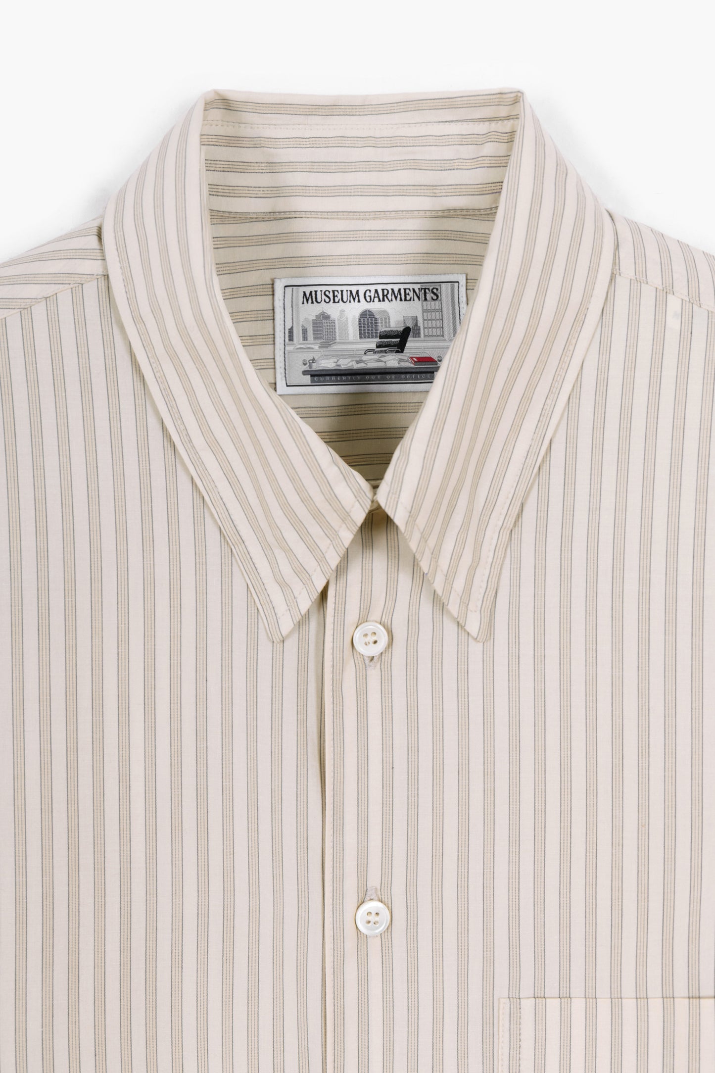 Corporate shirt - Popeline de coton rayé beige/blanc