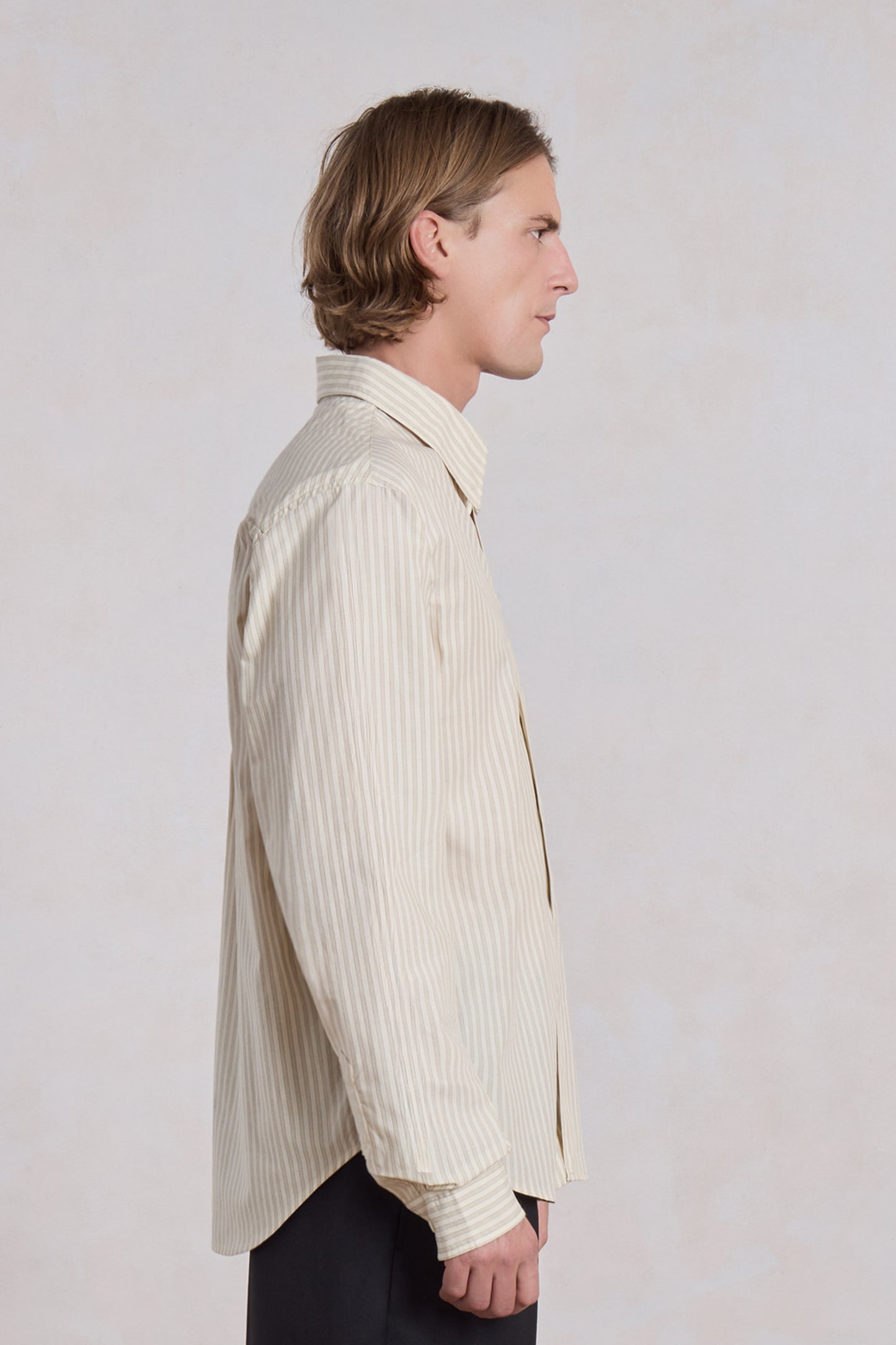Corporate shirt - Popeline de coton rayé beige/blanc