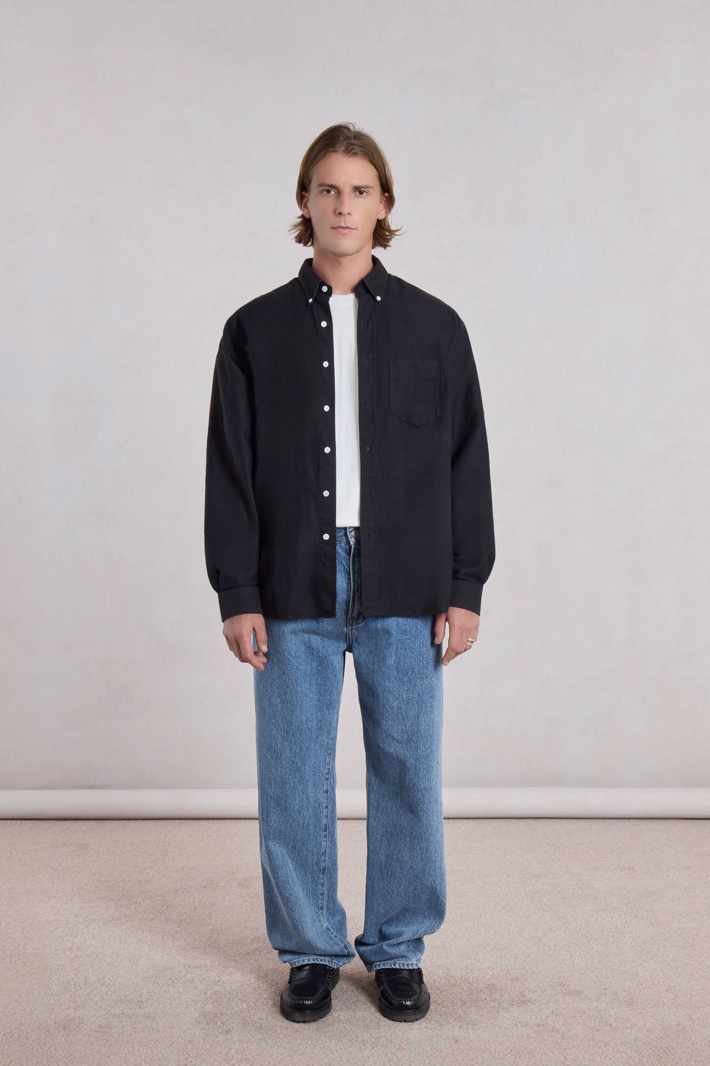 Dad's Shirt - Oxford brossé Noir