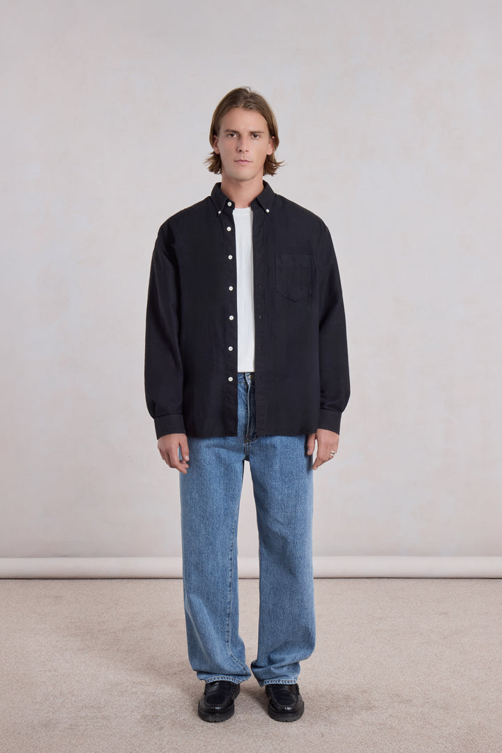 Dad's Shirt - Oxford brossé Noir