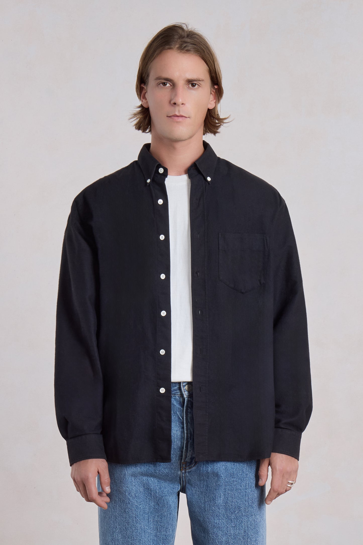 Dad's Shirt - Oxford brossé Noir