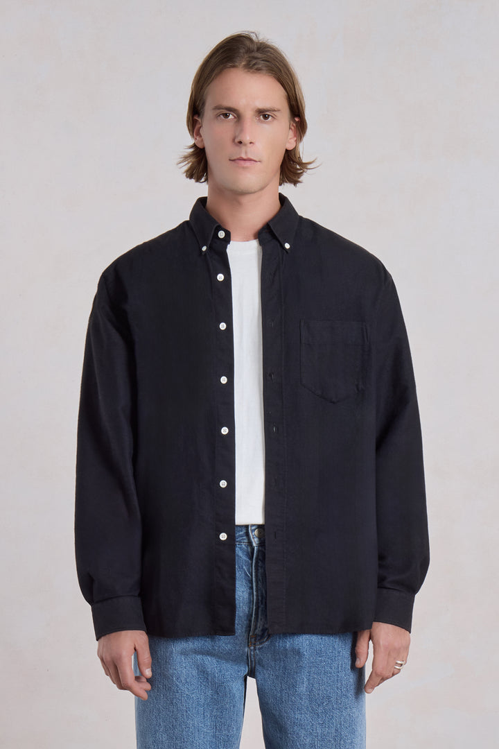 Dad's Shirt - Oxford brossé Noir
