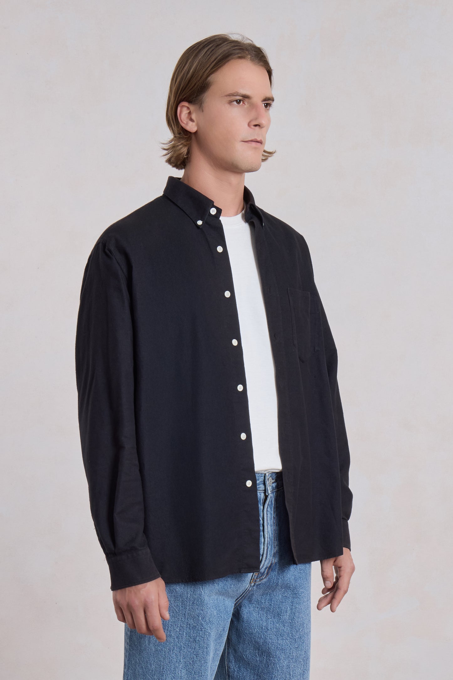 Dad's Shirt - Oxford brossé Noir