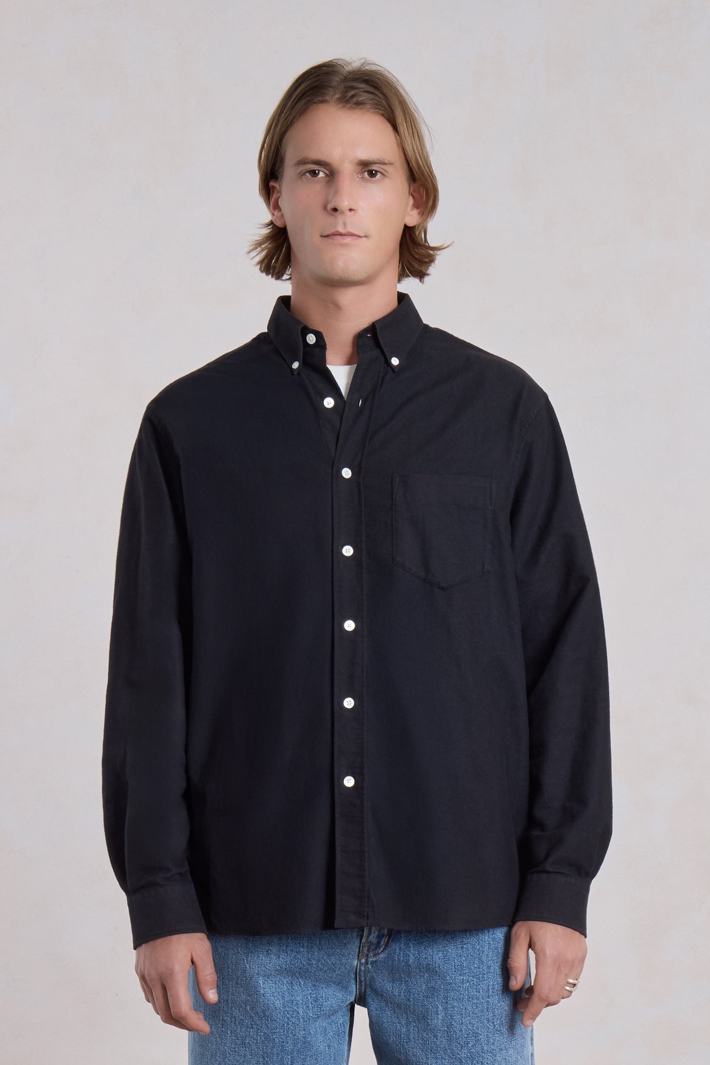 Dad's Shirt - Oxford brossé Noir