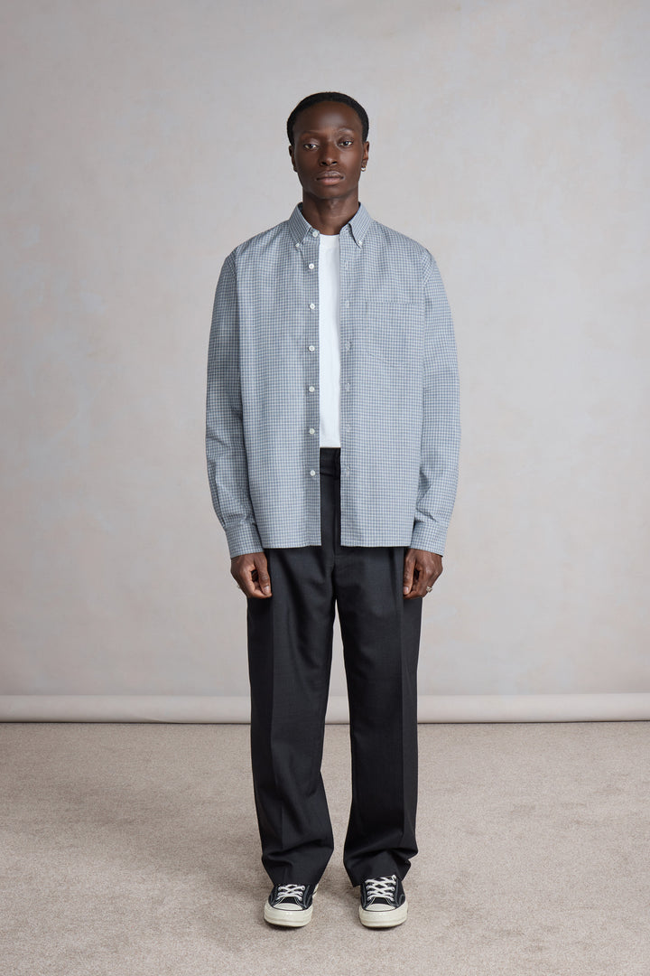 Dad's shirt - Katoenen geruite stof Blauw/Wit