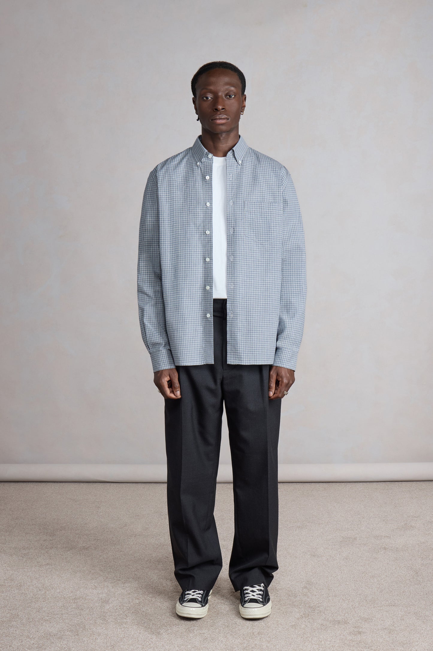 Dad's shirt - Toile de coton à carreaux Bleu/Blanc