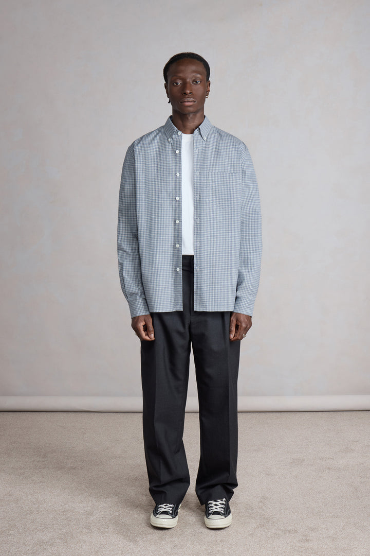 Dad's shirt - Toile de coton à carreaux Bleu/Blanc