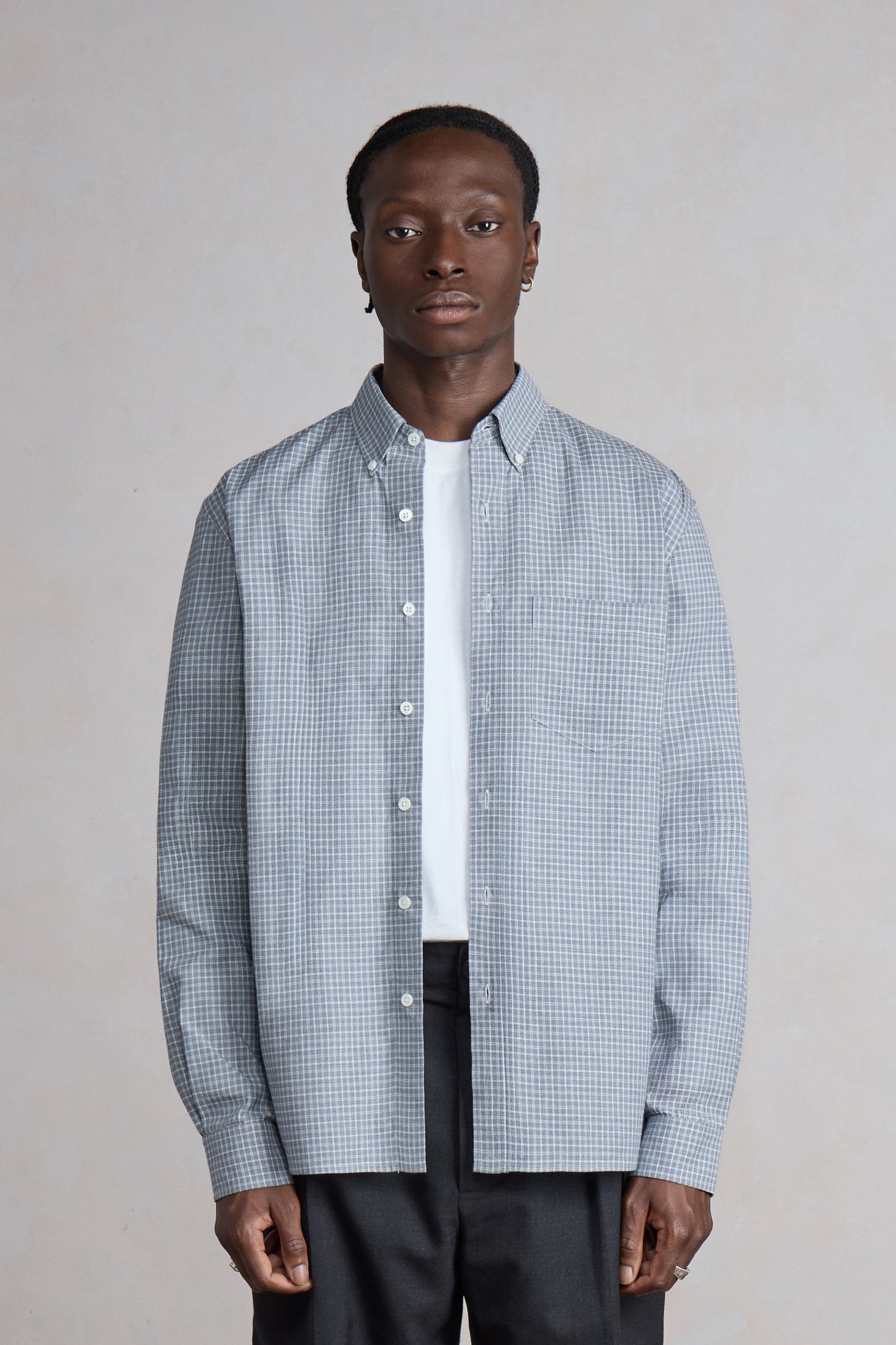 Dad's shirt - Toile de coton à carreaux Bleu/Blanc